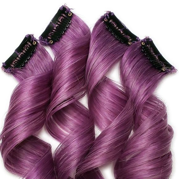 Double Drawn Remy Clip in Human Hair Extensions Colored Intense Purple - Picture 3 of 4